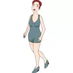 Immagine vettoriale della donna che cammina in alto hils
