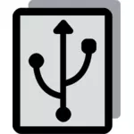 Vector clip art of grayscale USB plug connector label