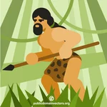 Homme primitif avec une lance