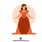 Принцесса в красном платье векторный клипарт