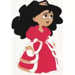Grafika wektorowa z młoda księżniczka w czerwonej sukience