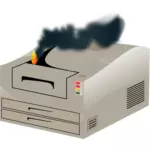 בתמונה וקטורית של מדפסת הלייזר באש