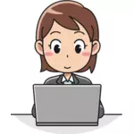 Icône de vecteur de l’utilisateur ordinateur féminin