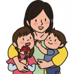 Mother holding children