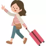 Dziewczyna ciągnięcie bagażu