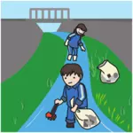 Bénévoles, nettoyage de rivière