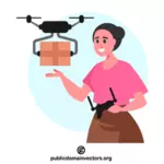 Quadcopter med ett paket