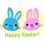 Immagine vettoriale di felice Pasqua coniglietti