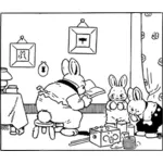 Kaninchen-Familie in die Wohnzimmer-Vektor-Bild
