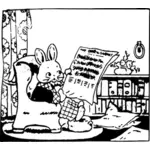 Mr kelinci membaca Surat Kabar vektor ilustrasi