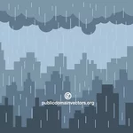 Deszcz w ilustracji wektorowych miasta