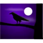 Raven en ilustración vectorial de luna llena