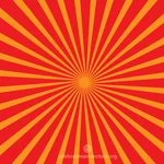 Rayos radiales del sol rojo y naranja