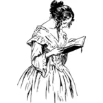 Vintage lady is reading