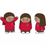 Vector image of excited three girls