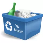 Sininen kierrätysastia täynnä jätevektori clipart-kuva
