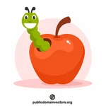 Rode appel en een worm