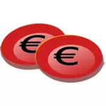 Foto de monedas de euro de rojo