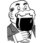 Ilustración vectorial de cómic caballero con un gran vaso de cerveza