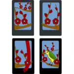 Vektor-ClipArts von Frühling-Idylle auf vier Karten