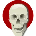 Vector drawing of human skull over a red circle