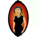 Vektor-Bild der Frau in schwarz ovale Porträt