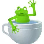 Vector dibujo de rana en una taza de té