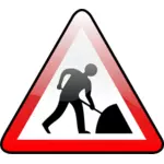 Vektör küçük resim parlak inşaat uyarı yol işareti