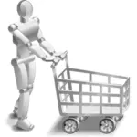 Robot cu o imagine de vector cărucior de cumpărături