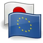 Ritning av EU och Japan flaggor