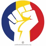 रोमानियाई झंडा झुकी मुट्ठी
