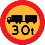 30 Tonnen LKW Straße Zeichen Vektor-ClipArt