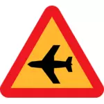 Nízko letícího letadla silnice znamení vektorové grafiky