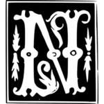 Vektorritning av dekorativa bokstaven N