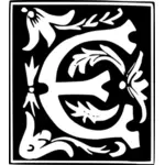 Vektorritning av dekorativa bokstaven E