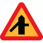 Intersection side traffic junction sign vector illustration