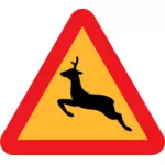 Peringatan untuk gambar vektor tanda lalu lintas rusa