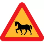 Koń na drodze ruchu znak wektorowa