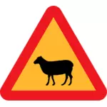 Peringatan domba jalan tanda vektor grafis