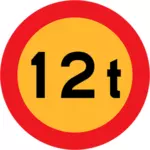 No vehicles over 12 tons of weight vector road sign