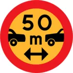 50 м между автомобили Векторный знак