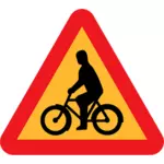 Imagine vectorială de biciclete rider trafic semn de avertizare