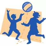 Children playing with ball vector drawing