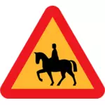 Penunggang kuda peringatan lalu lintas vektor tanda