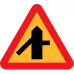 Samping persimpangan lalu lintas persimpangan vektor tanda