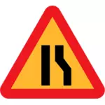 Jalan menyempit pada tanda tepat vektor