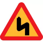 Double bend road sign vector