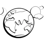 Vektorové grafiky abstraktní země kreslení s okolní planety