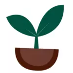 Vektor-Bild, der kleine grüne Pflanze aus dem Boden Sprossen