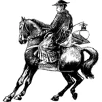 Vektorikuva samuraimiehestä hevosen selässä